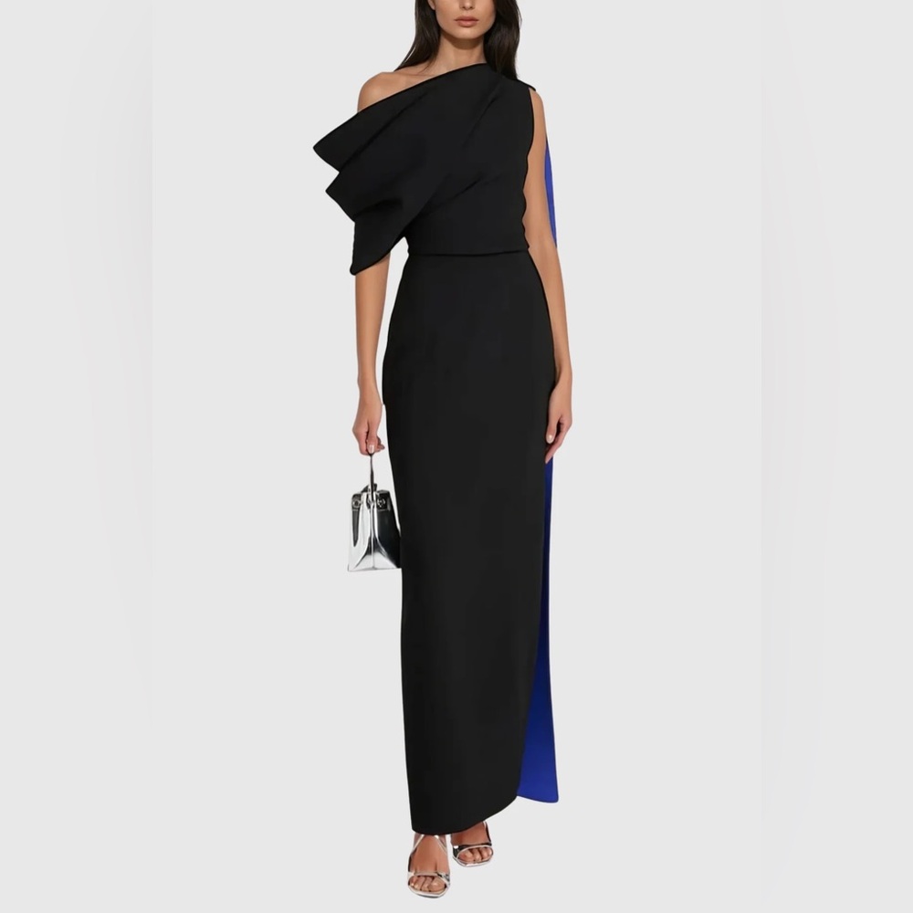 Innovare Candidus Shawl Ruched Asymmetric Midi Dress